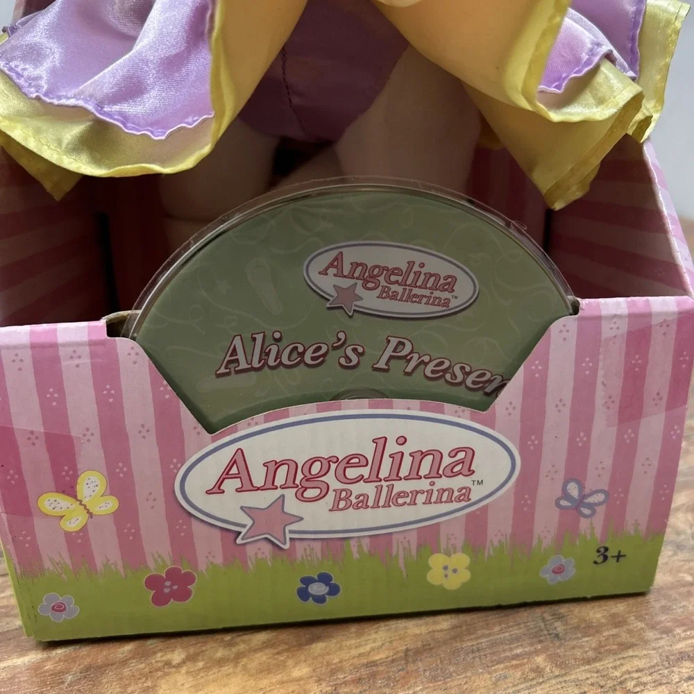 Vtg Springtime Angelina Ballerina Plush Purple Dress Flower Poseable DVD NEW HTF